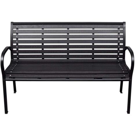 Banc de jardin  Banc extérieur  Banquette de jardin Noir 116 cm Acier et WPC