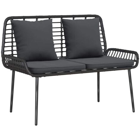 Banc de jardin  Banc extérieur  Banquette de jardin Noir et anthracite polyrotin