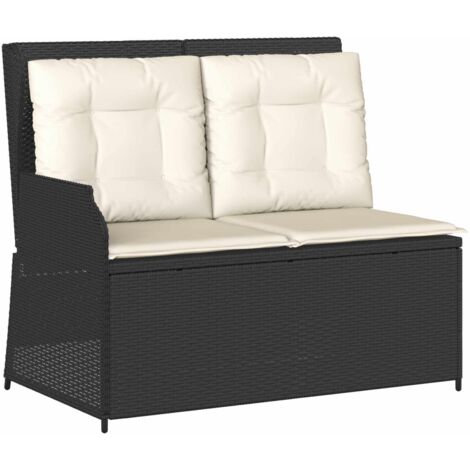 Banc de jardin  Banc extérieur  Banquette de jardin Noir polyrotin