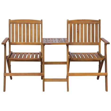 Banc de jardin  Banc extérieur  Banquette de jardin pliant et table à thé 140cm Bois d'acacia solide