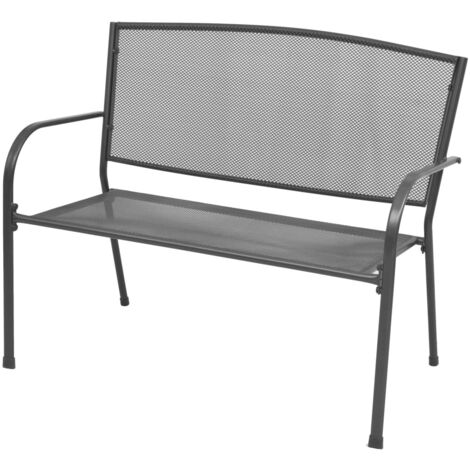 Banc de jardin Banquette de Jardin - Mobilier de jardin 108 cm Acier et maille Anthracite BV538019 - BonneVie - Anthracite