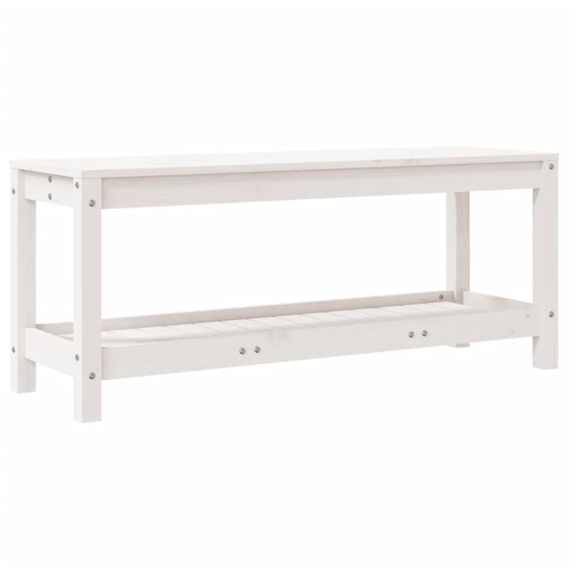 Banc de jardin blanc 108x35x45 bois massif de pin Banc de jardin blanc 108x35x45 bois massif de pin