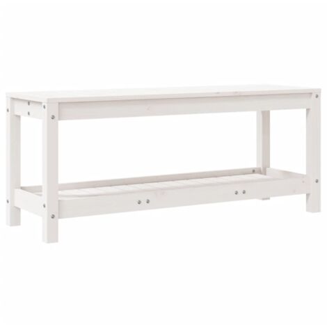 Banc de jardin blanc 108x35x45 bois massif de pin