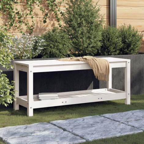Banc de jardin blanc 108x35x45 cm bois massif de pin vidaXL