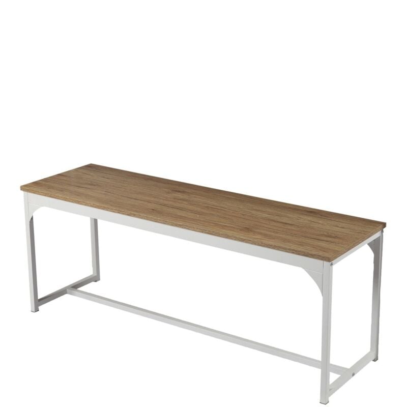 Meublorama - Banc en bois avec structure en métal blanc collection pueblo – Dimensions 120x46x35 cm