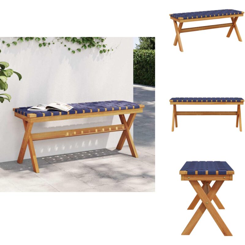 Banc de jardin bleu foncé bois massif d'acacia et tissu - Banc De Jardin - Mobilier De Jardin - Meubles De Jardin - Banc Extérieur - Acacia Massif