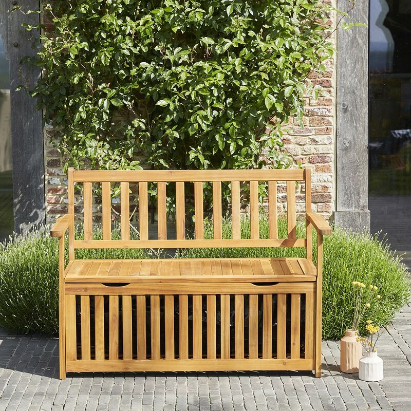 Banc de jardin coffre en bois d'acacia - Marron