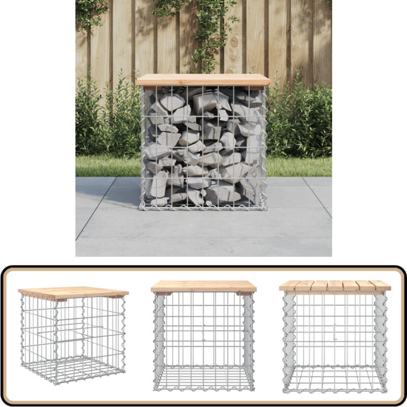 Banc de jardin design de gabion 43x44x42 cm bois massif de pin - Banc De Jardin - Mobilier De Jardin - Banc Extérieur - Meubles De Jardin - Chaise