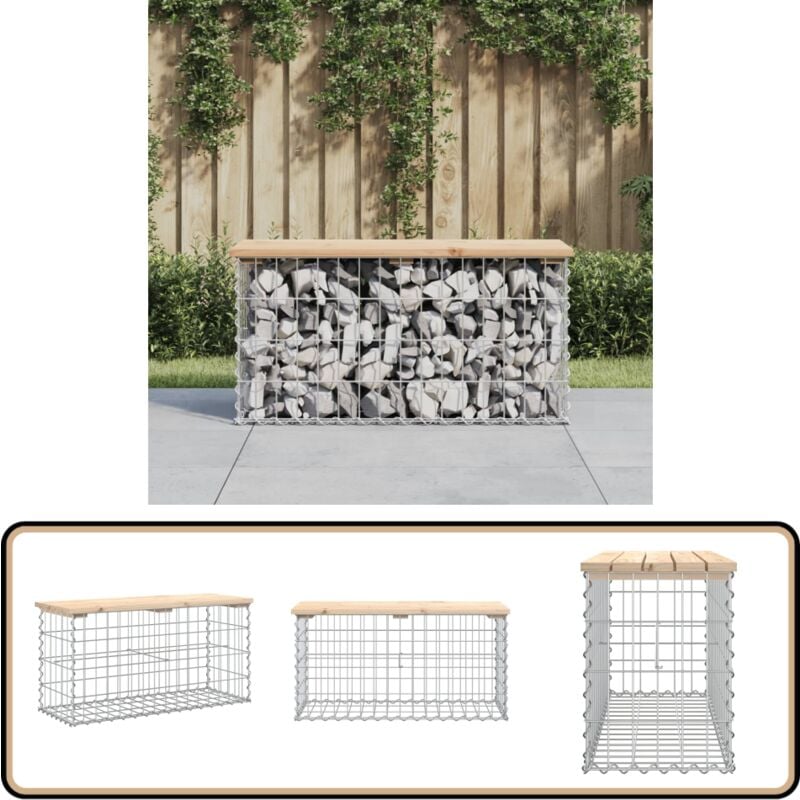 Banc de jardin design de gabion 83x31,5x42cm bois massif de pin - Banc De Jardin - Mobilier De Jardin - Banc Extérieur - Meubles De Jardin