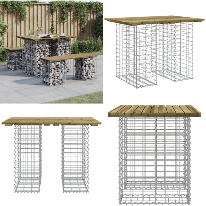 Banc de jardin design gabion 100x70x72 cm bois de pin imprégné - Banc De Jardin - Mobilier De Jardin - Banc Extérieur - Meuble De Jardin - Banc