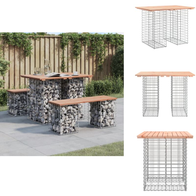 Banc de jardin design gabion 100x70x72cm bois massif de douglas - Banc De Jardin - Mobilier De Jardin - Banc Extérieur - Meuble De Jardin - Bois De