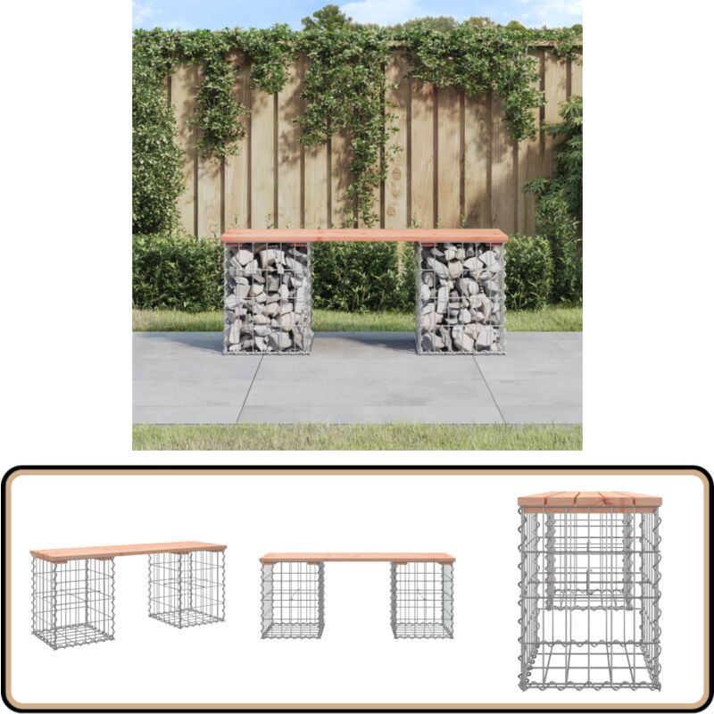 Banc de jardin design gabion 103x31x42cm bois massif de douglas - Banc De Jardin - Mobilier De Jardin - Banc Extérieur - Meuble De Jardin - Banc