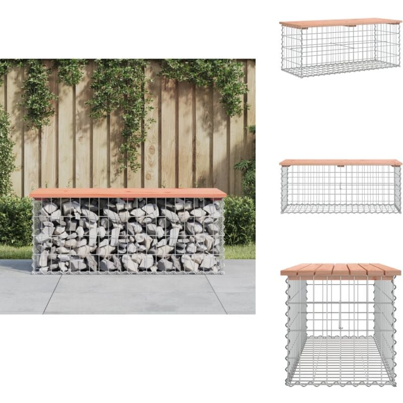 Banc de jardin design gabion 103x44x42cm bois massif de douglas - Banc De Jardin - Meuble De Jardin - Mobilier De Jardin - Banc Extérieur - Banc En