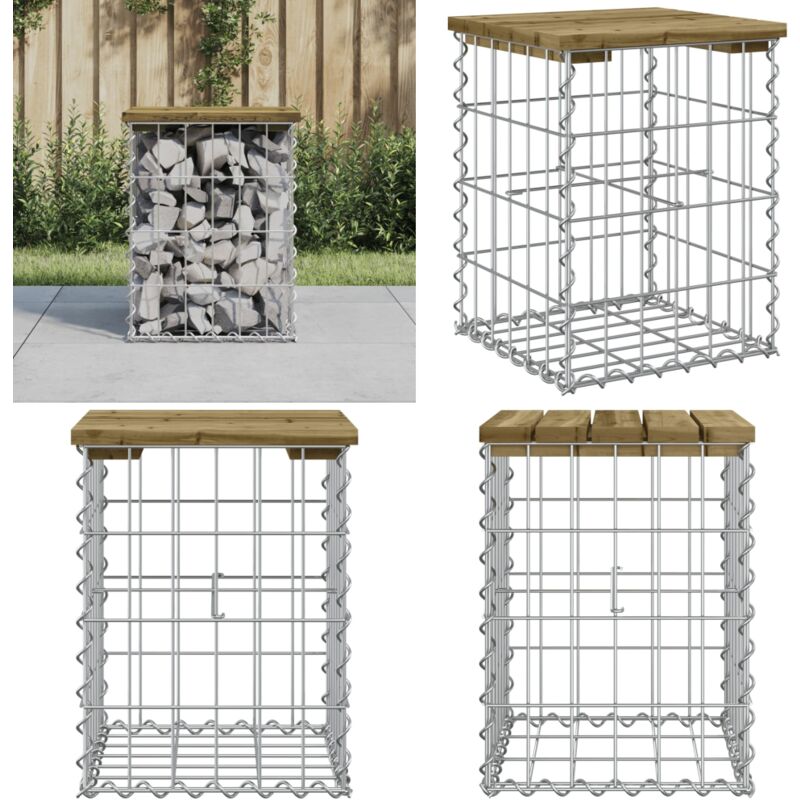 Vidaxl - Banc de jardin design gabion 33x31x42 cm bois de pin imprégné - Banc De Jardin - Mobilier De Jardin - Banc Extérieur - Meuble De Jardin