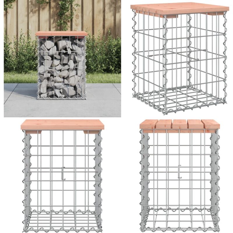 Banc de jardin design gabion 33x31x42 cm bois massif de douglas - Banc De Jardin - Mobilier De Jardin - Banc Extérieur - Terrasse - Jardin - Home &