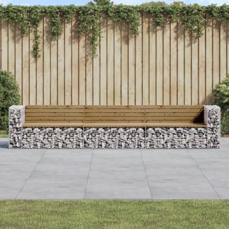 Vidaxl - Banc de jardin design gabion 347x71x65,5cm bois de pin imprégné
