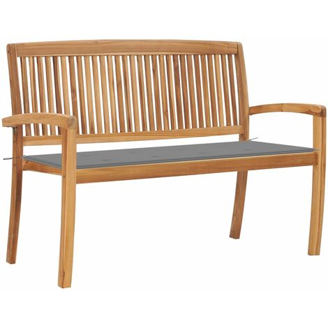 Banc de jardin empilable et coussin 128,5cm Bois de teck massif 15