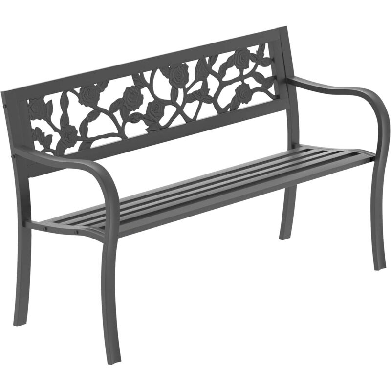 Banc de Jardin en Acier 3 Places H 77 x L 125 x P 53 cm, Nior, Rose