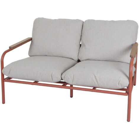 Banc de jardin en aluminium HWC-O11, Outdoor Banc 2 places canapé, tissu oléfine (205 g/m2