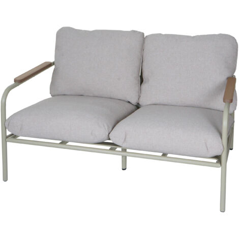Banc de jardin en aluminium HWC-O11, Outdoor Banc 2 places canapé, tissu oléfine (205 g/m2