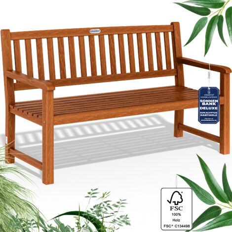 Banc de jardin en bois d'eucalyptus certifié FSC® 152 cm – Conception robuste et stable – Assise confortable – Montage rapide