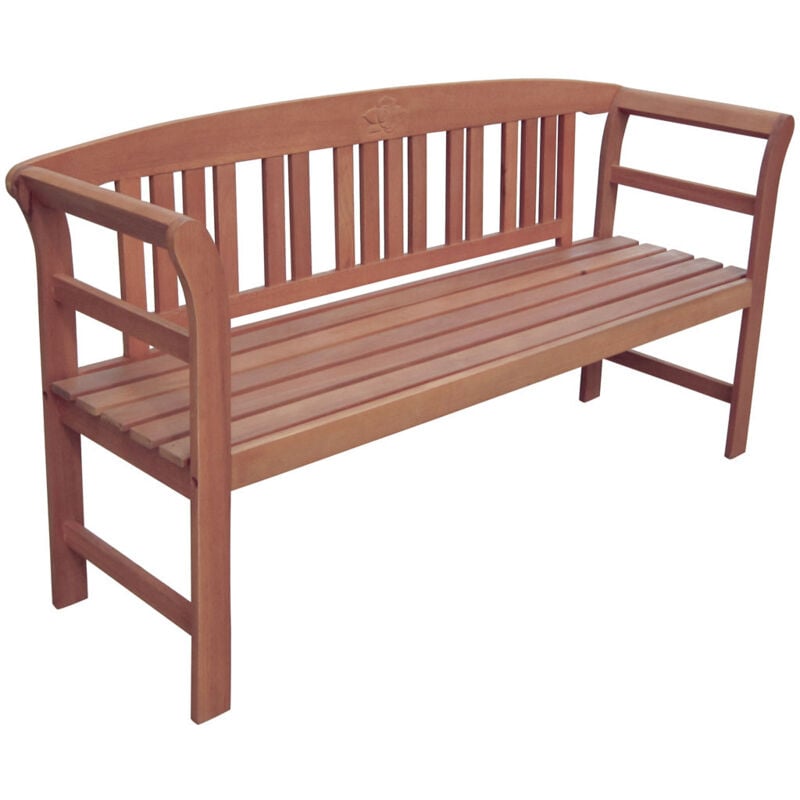 Banc de jardin en eucalyptus HARLAND avec rose - 157 cm / 3 places - Banc en bois FSC