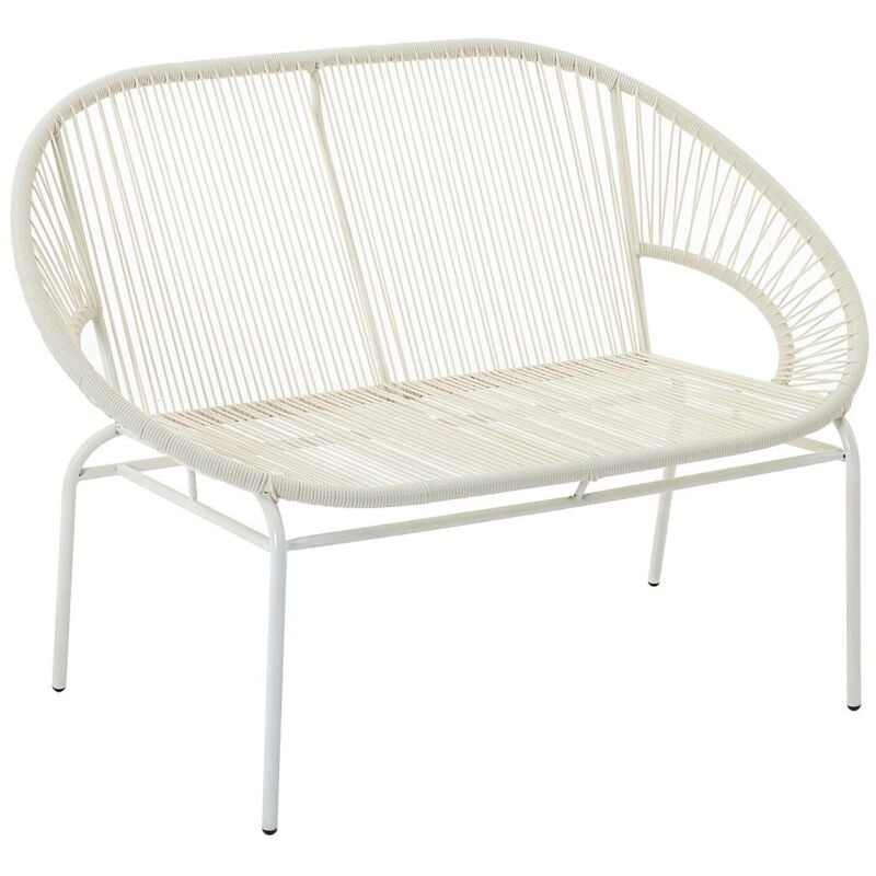 Vente-unique - Banc de jardin en fils de résine tressés - Blanc - alios iii de mylia