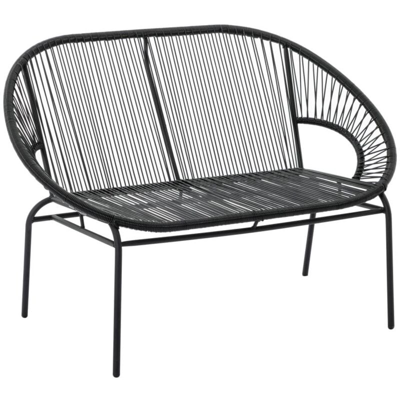 Vente-unique - Banc de jardin en fils de résine tressés - Noir - alios iii de mylia