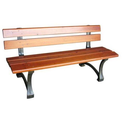 Banc de jardin en fonte et bois chêne teck foncé 150 cm – Assise 5 lattes – Dimensions 150x58x72 cm – Poids 24 kg – Vette
