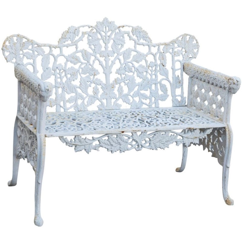 Banc extérieur et intérieur 110x56x86 cm Banquette en fonte Canapé de jardin Banquette finition antique Grande chaise 2 places