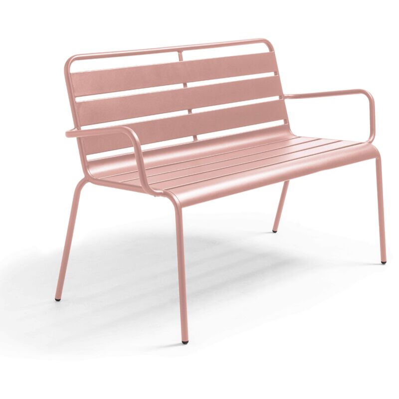Banc de jardin en métal rose poudré - Palavas