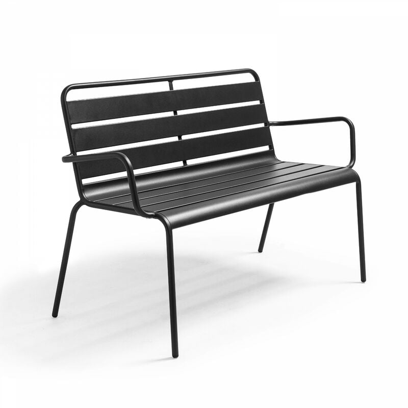 Banc de jardin en métal anthracite - Palavas