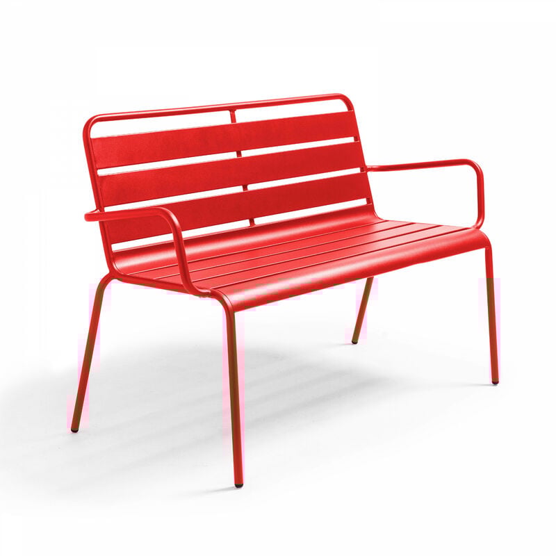 Banc de jardin en métal Palavas - Rouge - Rouge