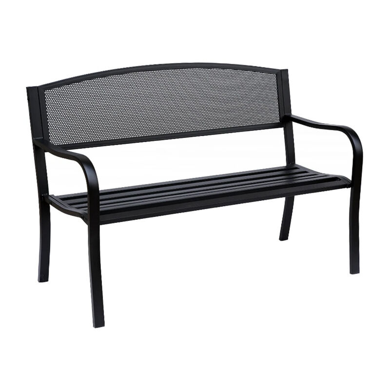 Banc de jardin en métal Aga 127x60x87 cm Noir