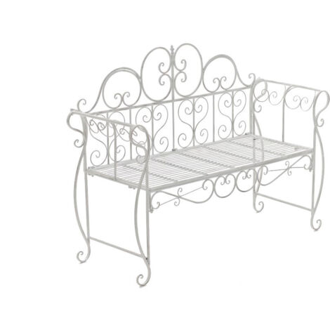 Banc de jardin en métal finement décoré disponible en différentes couleurs colore : Blanc