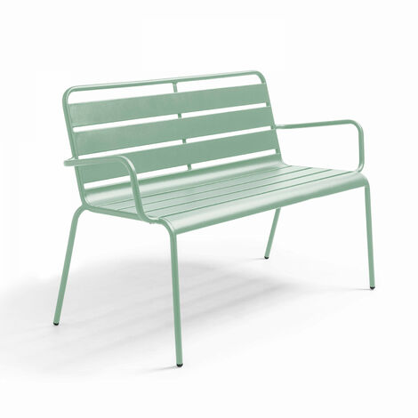 Banc de jardin en métal vert sauge - Palavas