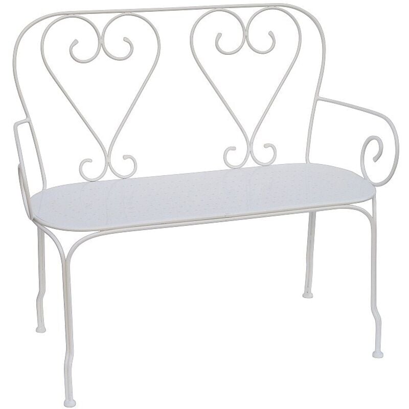 Banc de jardin en métal façon fer forgé - Blanc - GUERMANTES de MYLIA