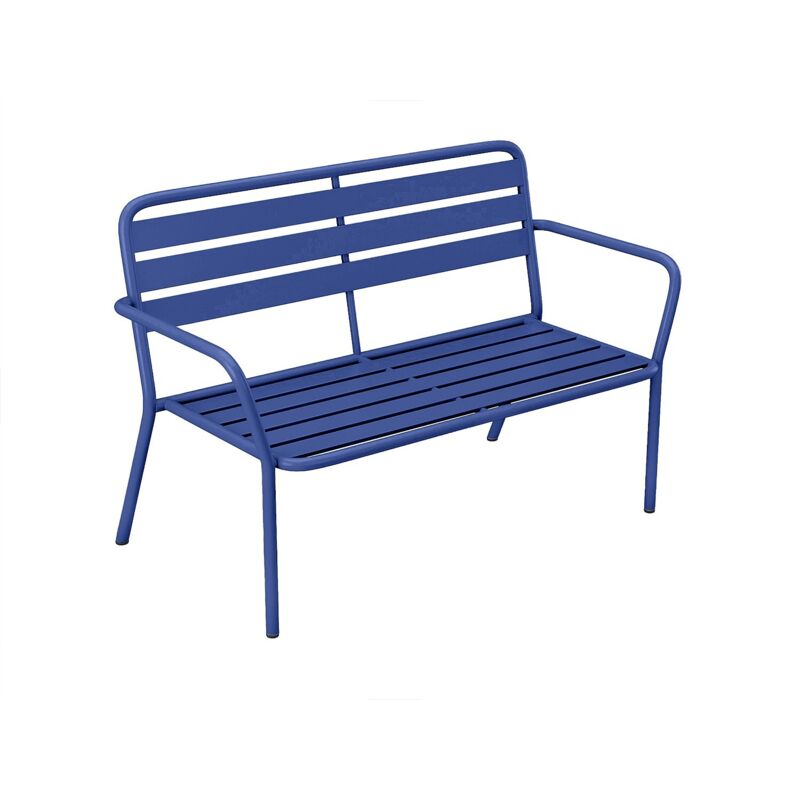 Banc de jardin en métal - Bleu nuit - MIRMANDE de MYLIA