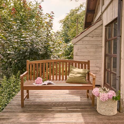 Banc de jardin en teck huilé massif - Marron