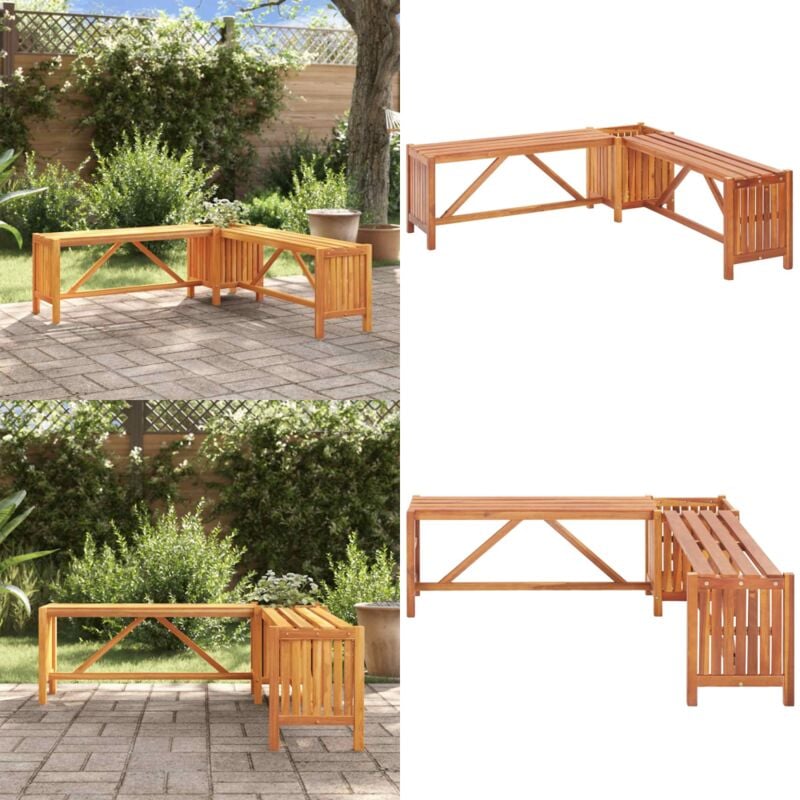 Banc de jardin et jardinière 117x117x40 cm Bois solide d'acacia - Banc De Jardin - Banc Extérieur - Mobilier De Jardin - Jardin - Acacia - Home &