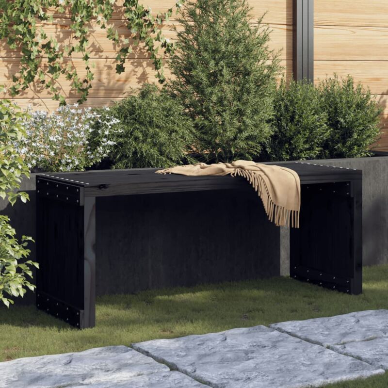 Banc de jardin extensible, Banc exterieur, Mobilier de jardin noir 212,5x40,5x45 cm bois massif pin PEWV98399 design in