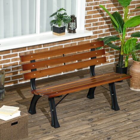 Banc de jardin extérieur 2 places en aluminium et lattes de bois. dim. 120L x 57l x 70H cm