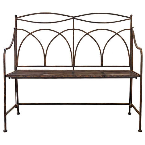 Banc de jardin fer 107x46x95cm - Marron