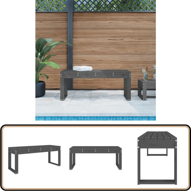 Banc de jardin gris 110x38x45 cm bois massif de pin - Banc De Jardin - Banc Extérieur - Mobilier De Jardin - Chaise Longue - Assise Extérieure