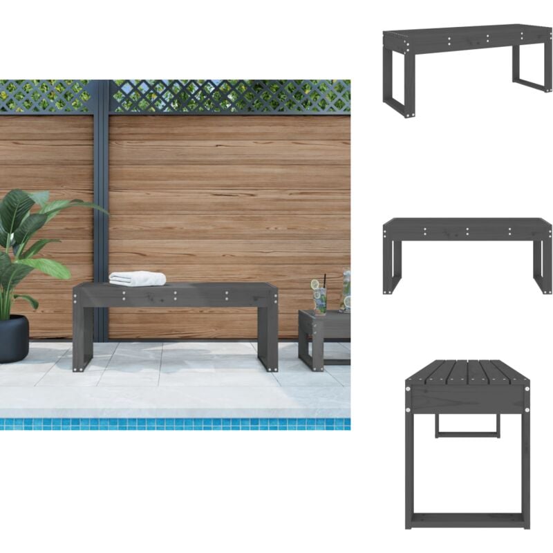 Banc de jardin gris 110x38x45 cm bois massif de pin - Banc De Jardin - Banc Extérieur - Mobilier De Jardin - Chaise Longue - Assise Extérieure