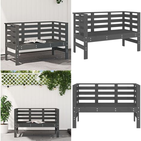 Banc de jardin gris 111,5x53x71 cm bois massif de pin - Banc De Jardin - Mobilier De Jardin - Banc Extérieur - Chaise Longue - Meubles De Jardin - Home & Living
