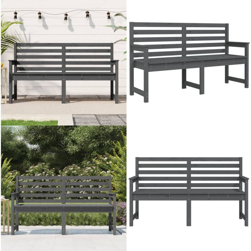 Banc de jardin gris 159,5x48x91,5 cm bois massif de pin - Banc De Jardin - Banc Extérieur - Mobilier De Jardin - Chaise Longue - Meubles De Jardin