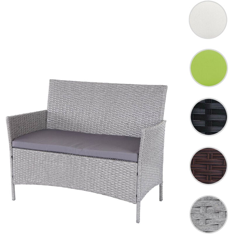 Banc de jardin Halden en polyrotin - marron tacheté, coussin noir