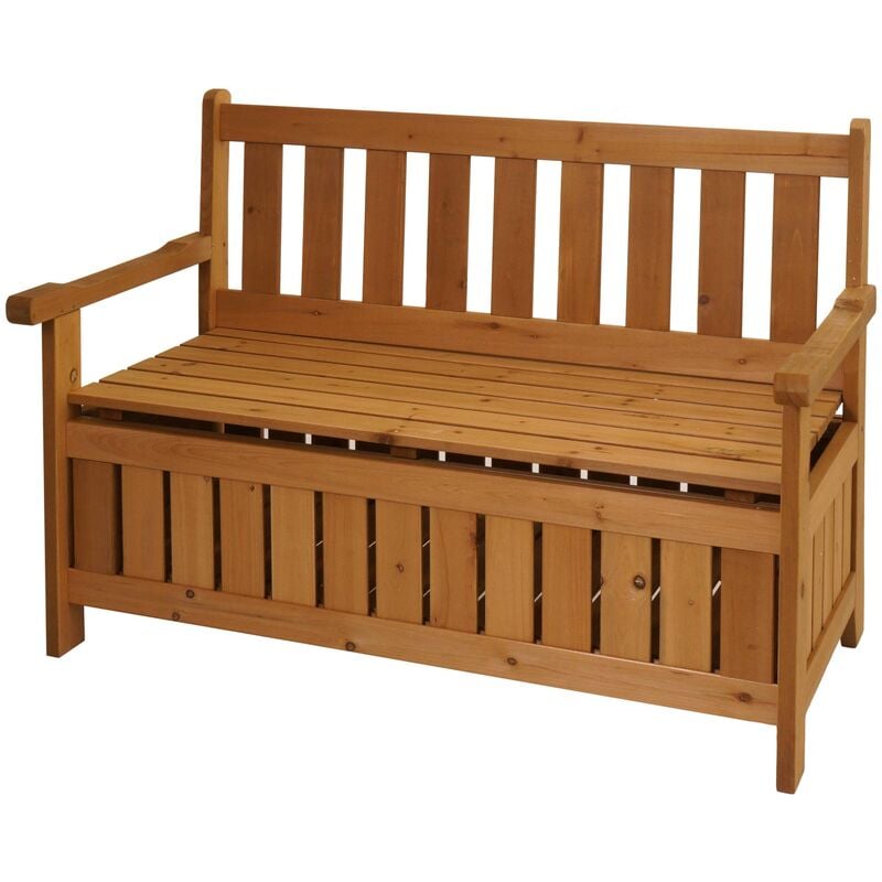 Banc de jardin HHG 487 avec espace de rangement, Outdoor sapin bois mvg 114cm, brun