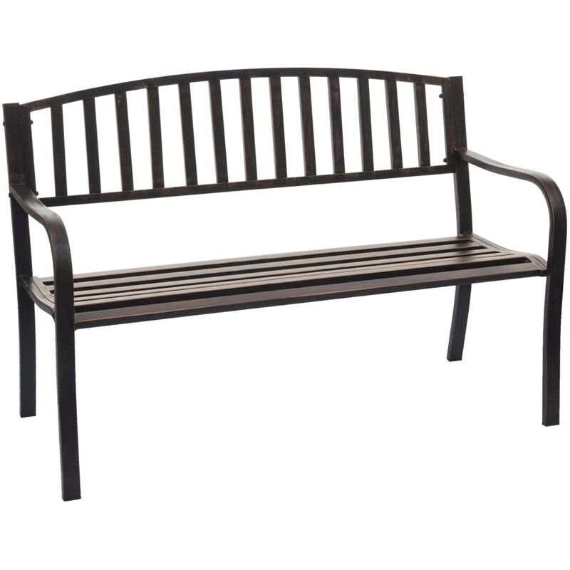Banc de jardin HHG-696, banc du parc, 2 places, acier thermolaqué, bronze vintage